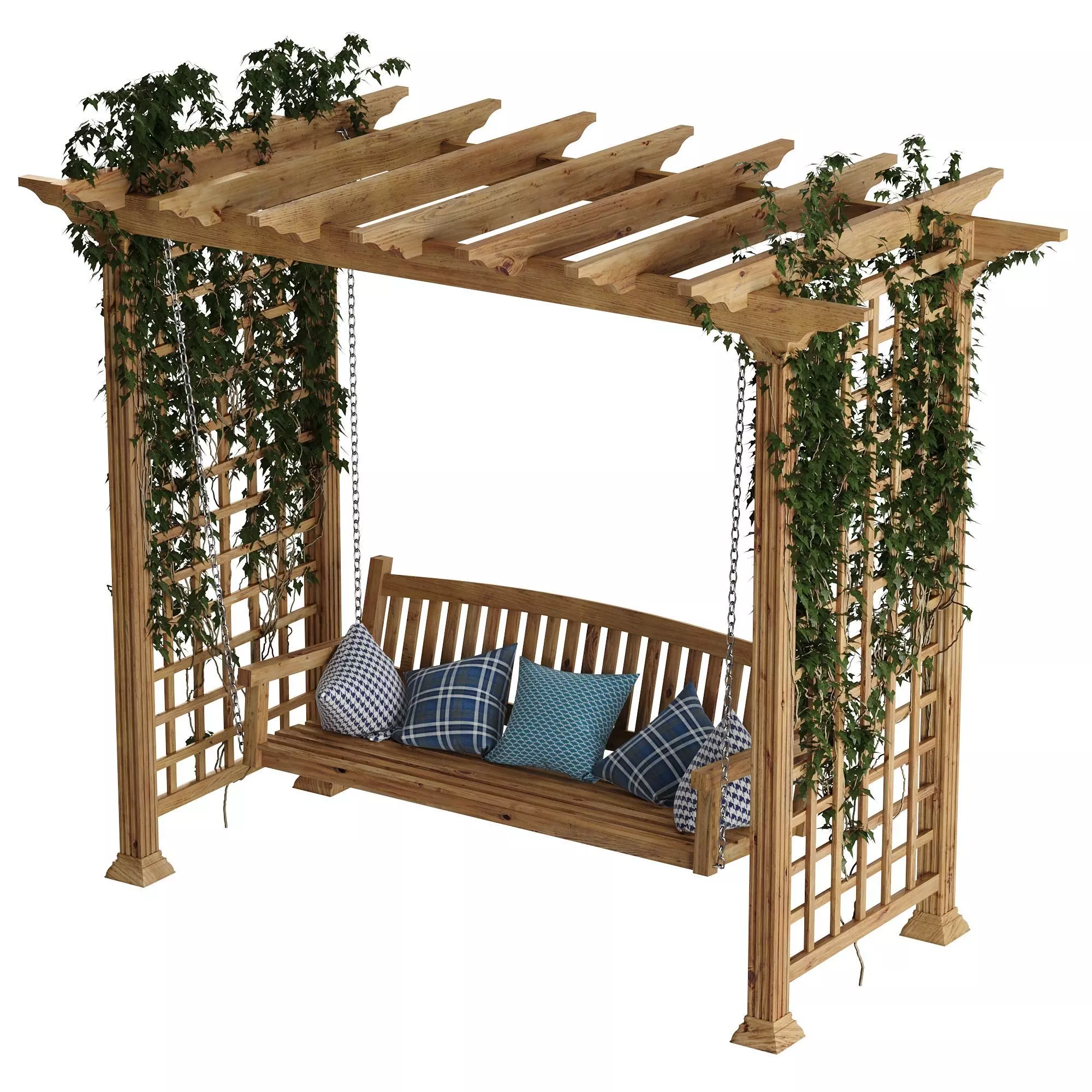 Garden swing pergola 3D model_0