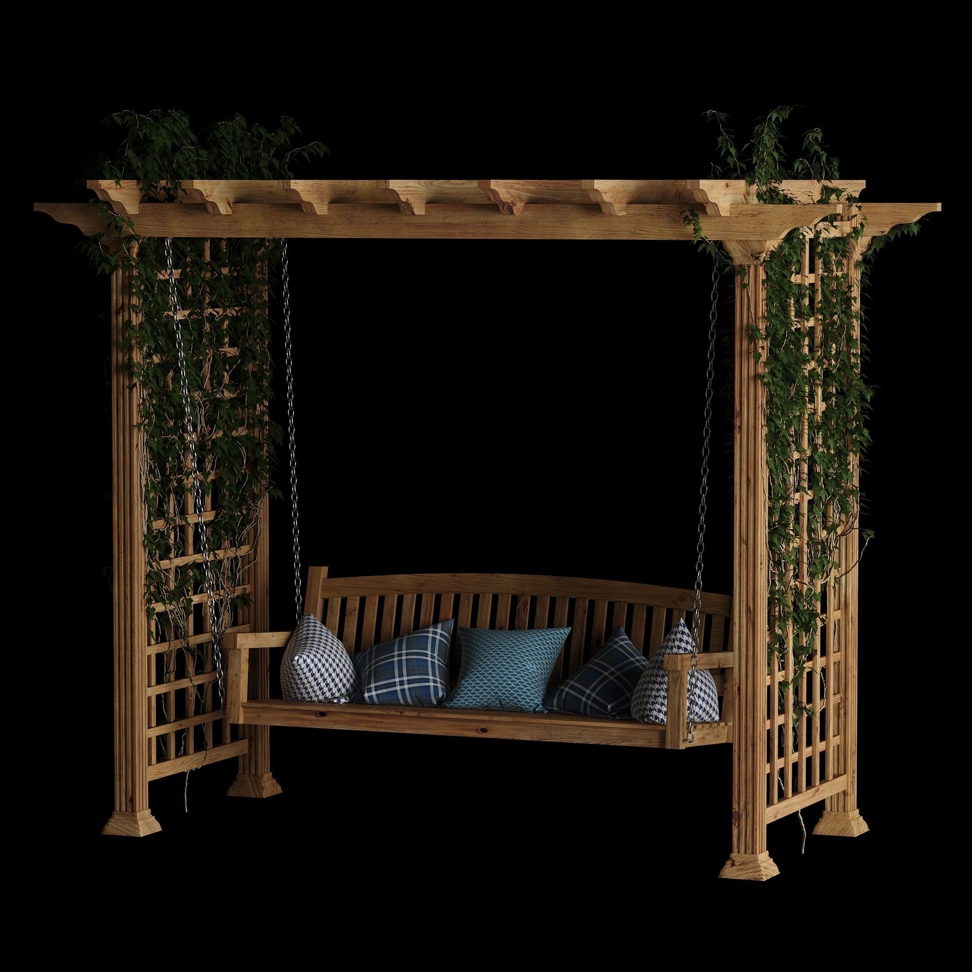 Garden swing pergola 3D model_6