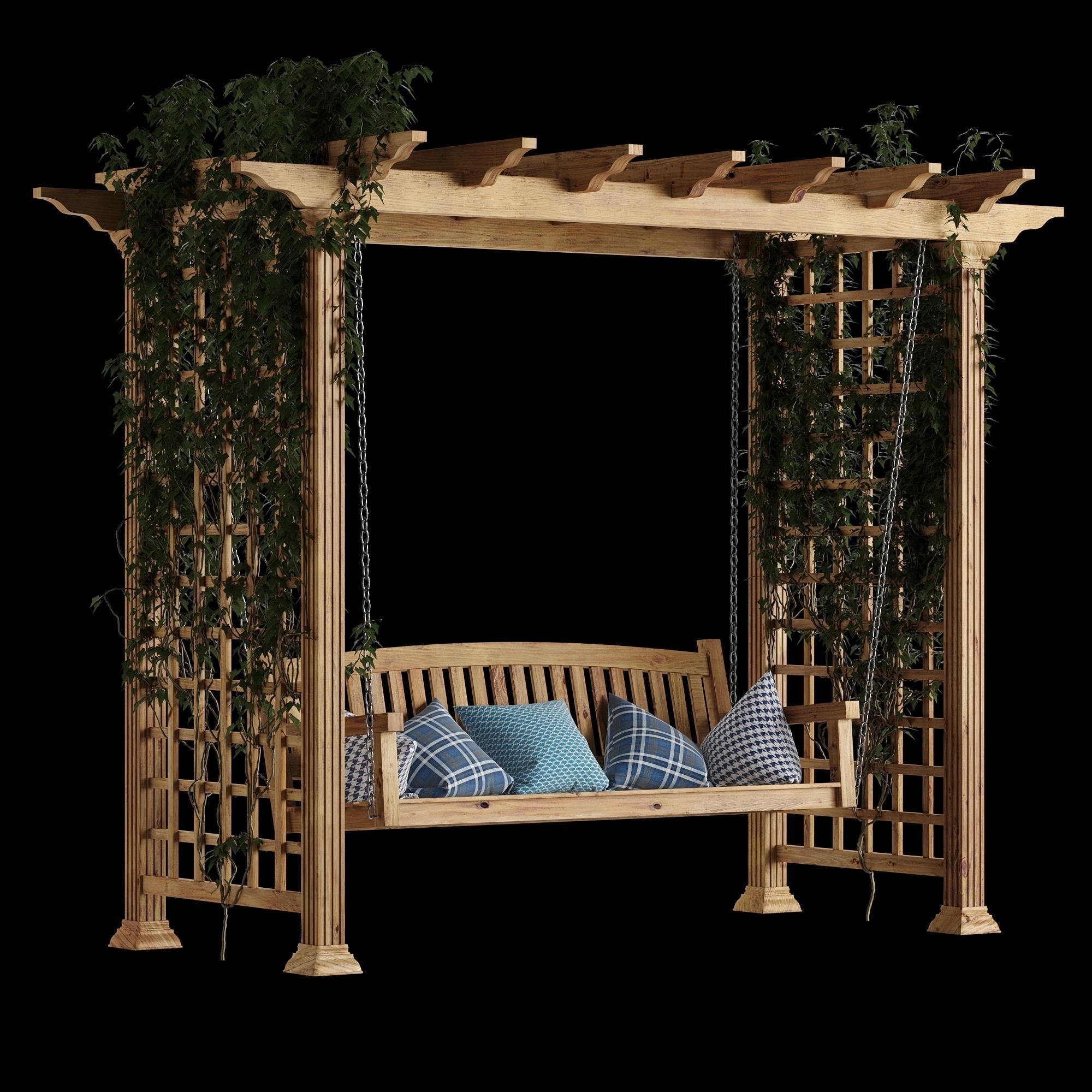 Garden swing pergola 3D model_15