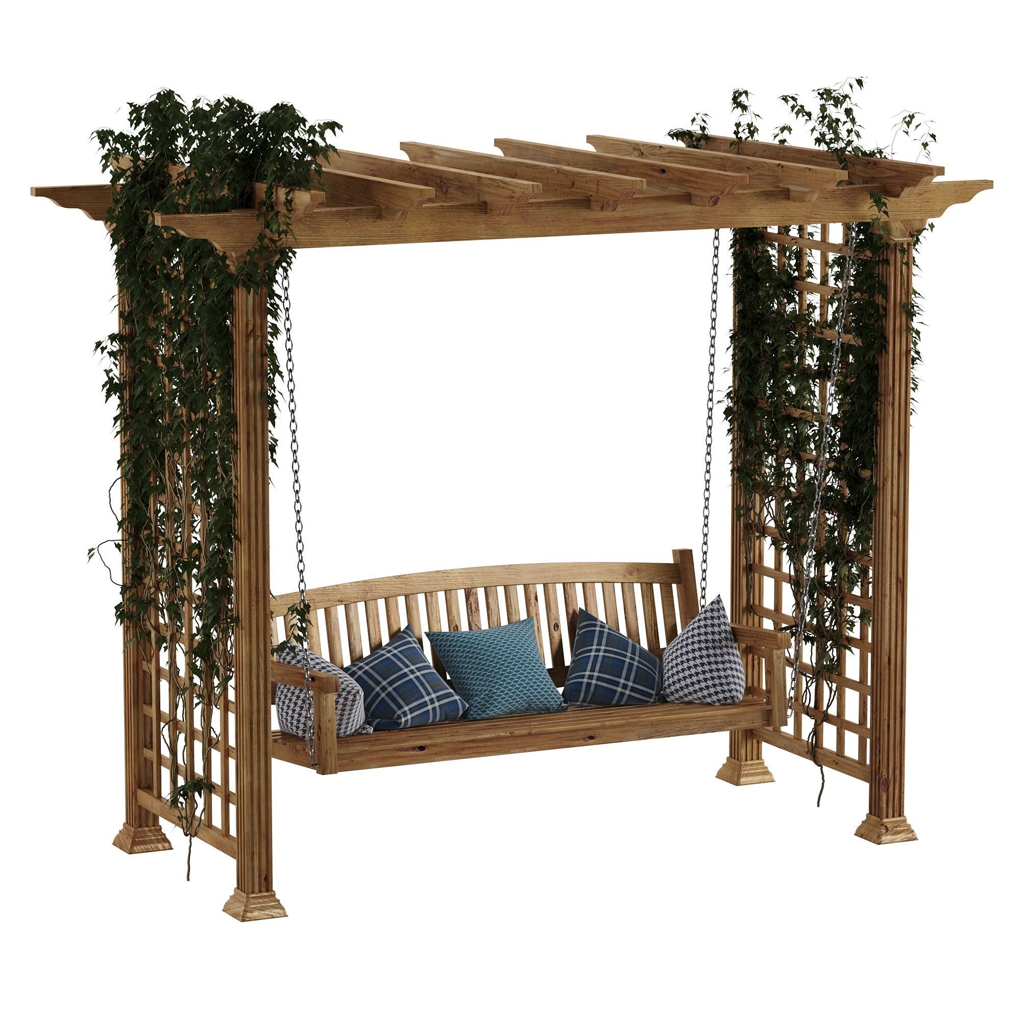Garden swing pergola 3D model_17
