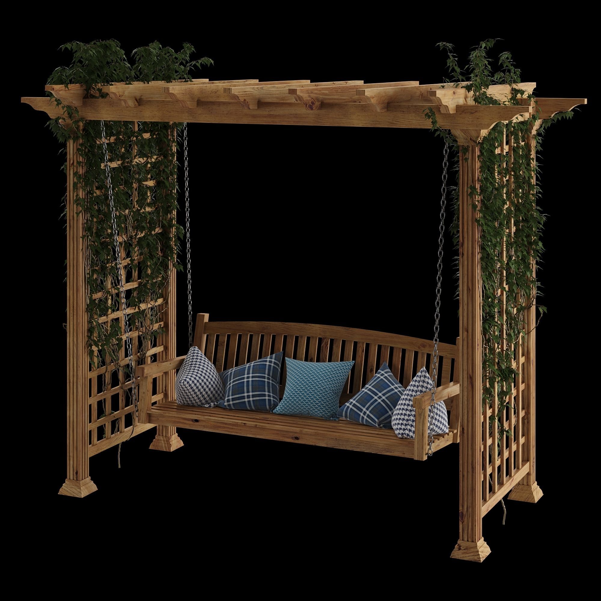 Garden swing pergola 3D model_8