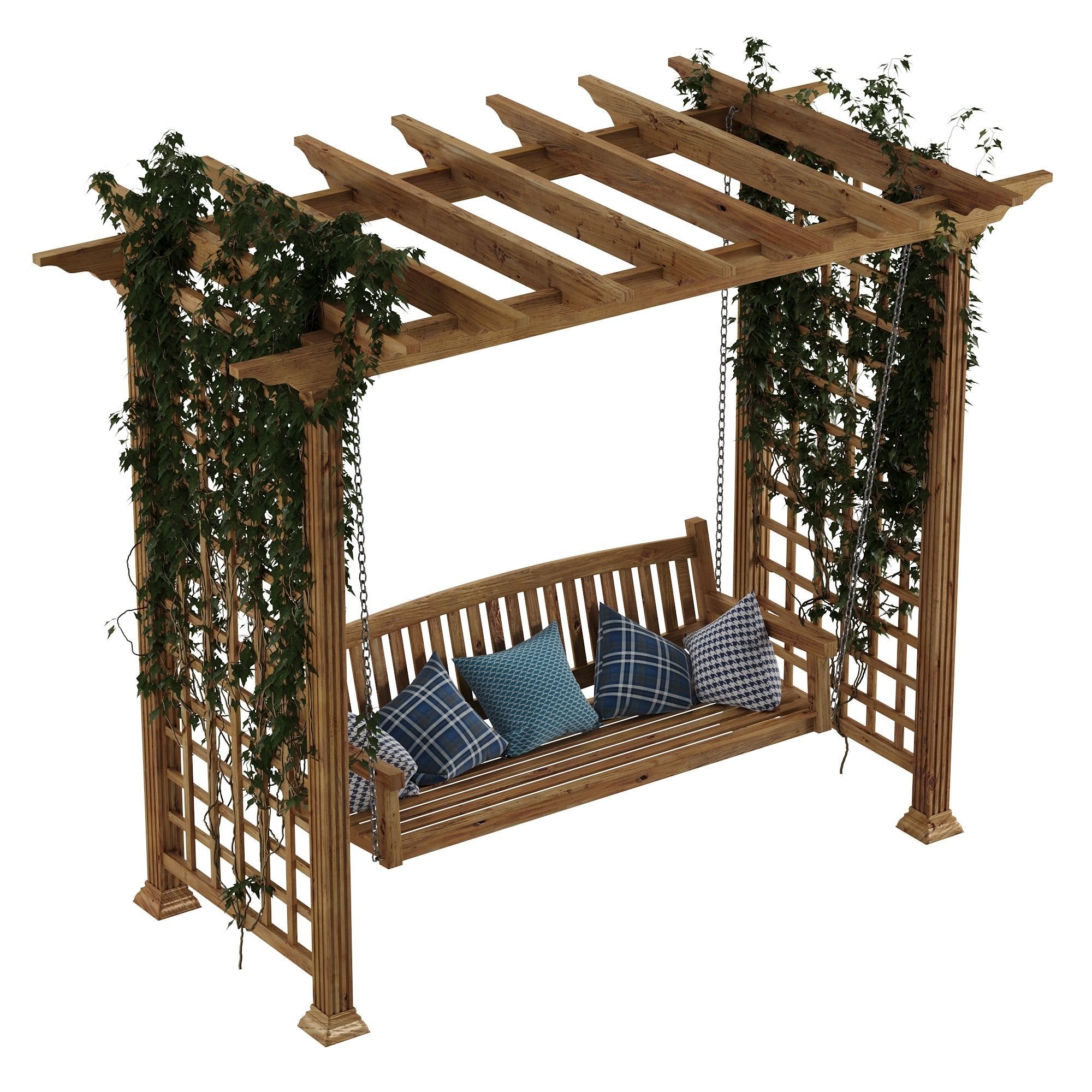 Garden swing pergola 3D model_12
