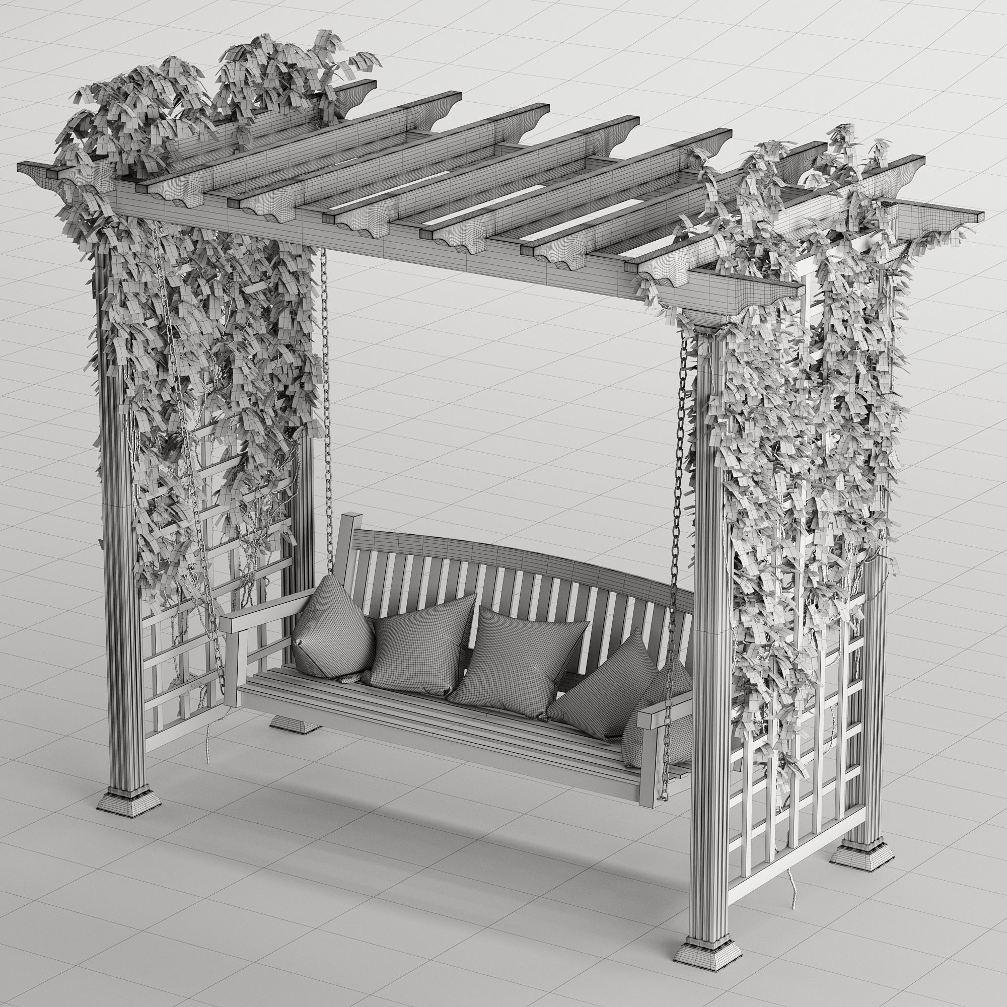 Garden swing pergola 3D model_24