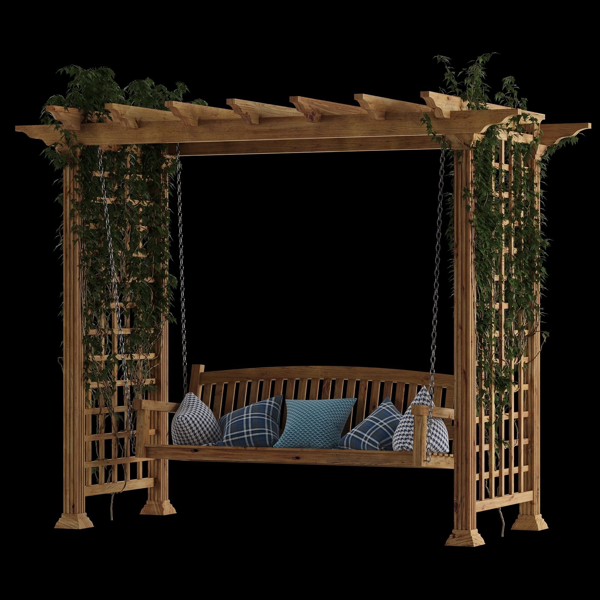Garden swing pergola 3D model_11