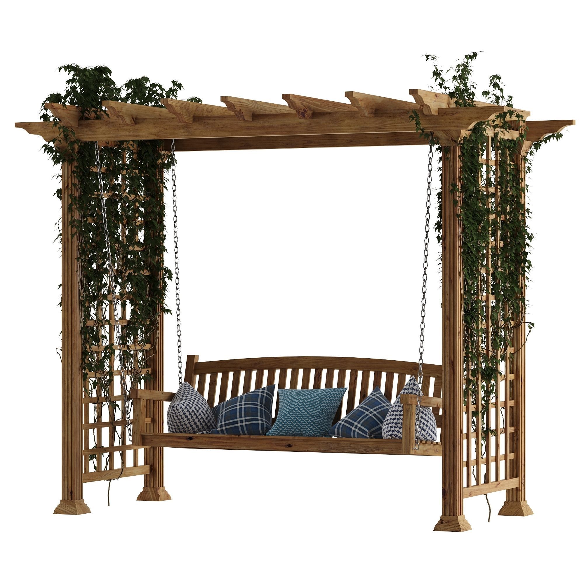 Garden swing pergola 3D model_7
