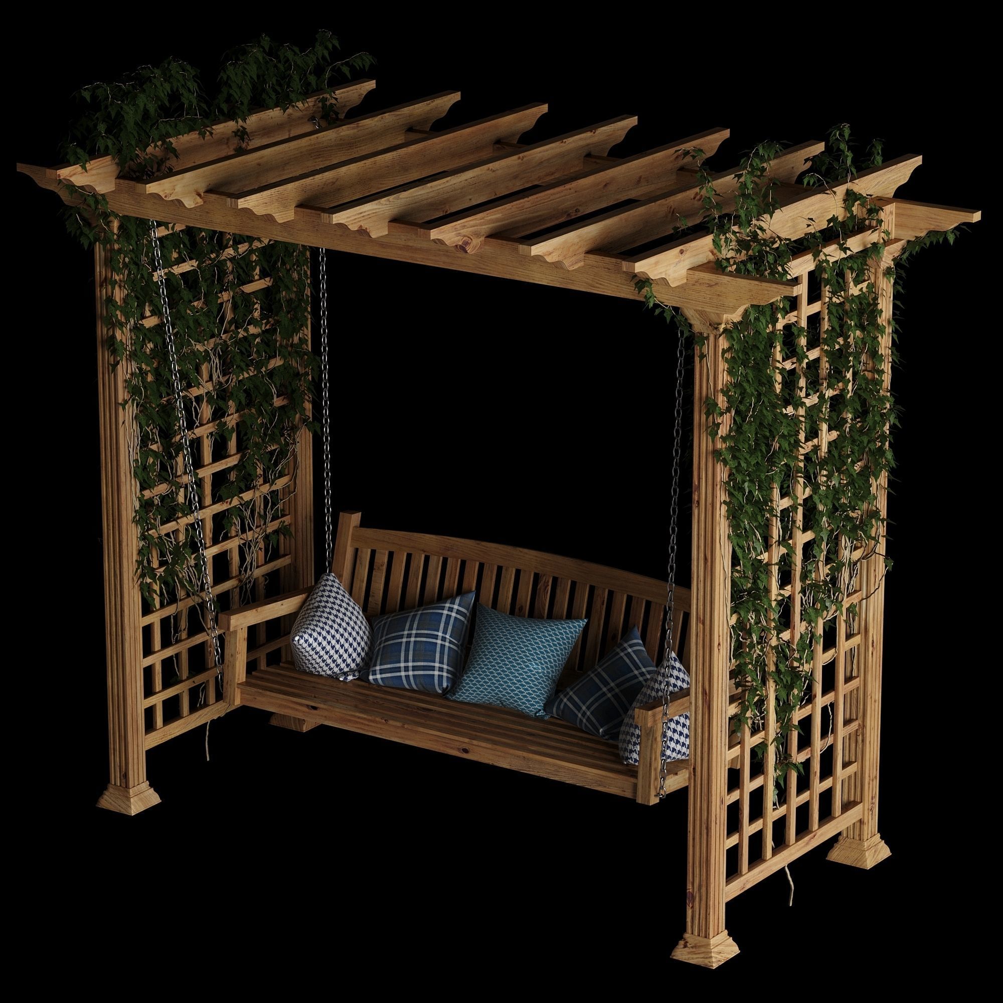 Garden swing pergola 3D model_5