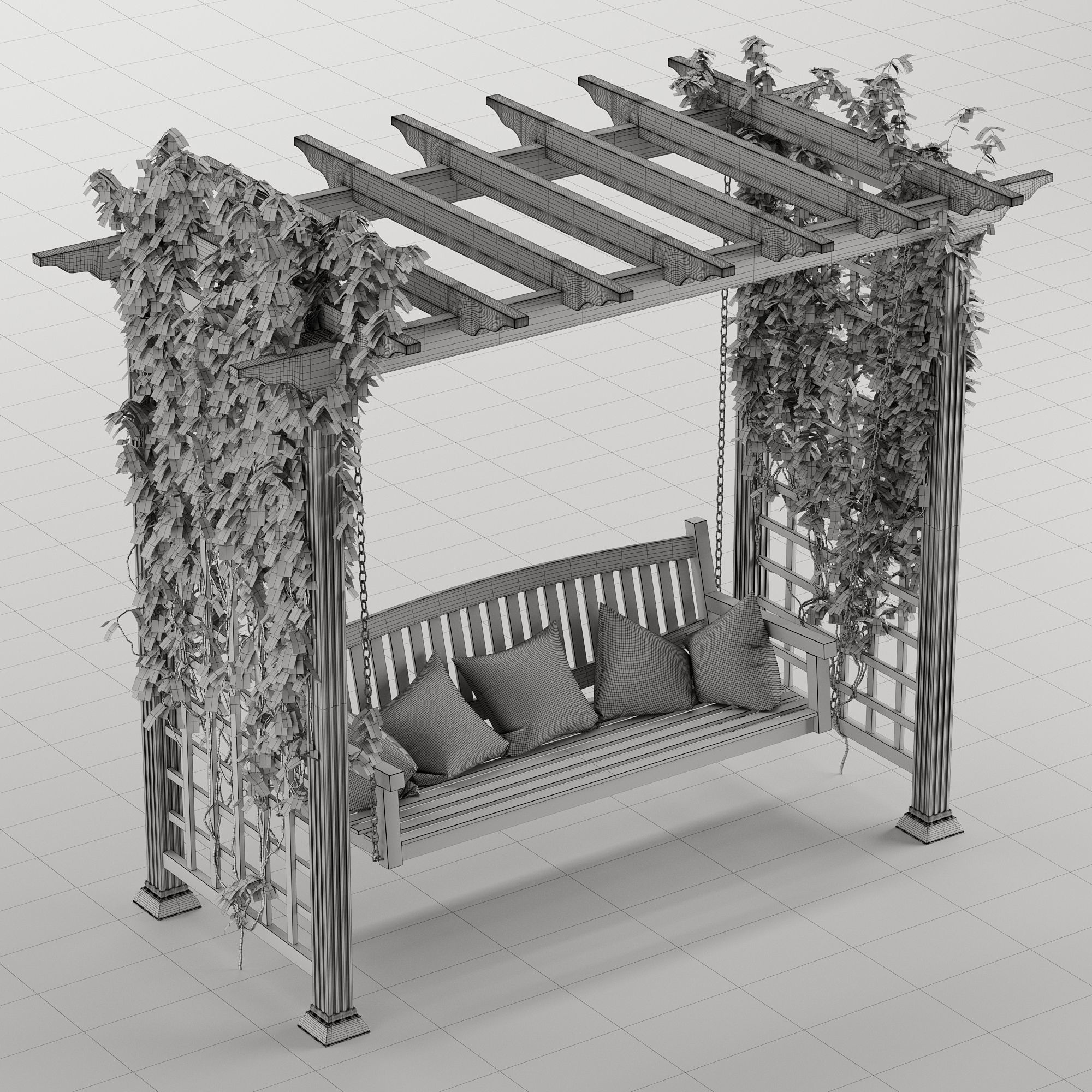 Garden swing pergola 3D model_21