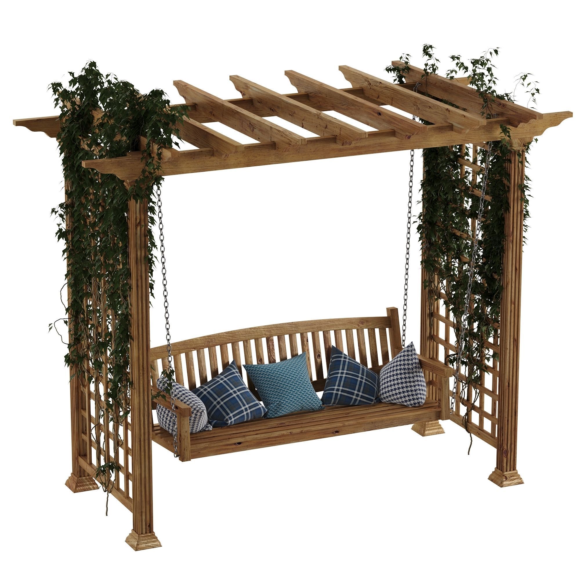Garden swing pergola 3D model_19