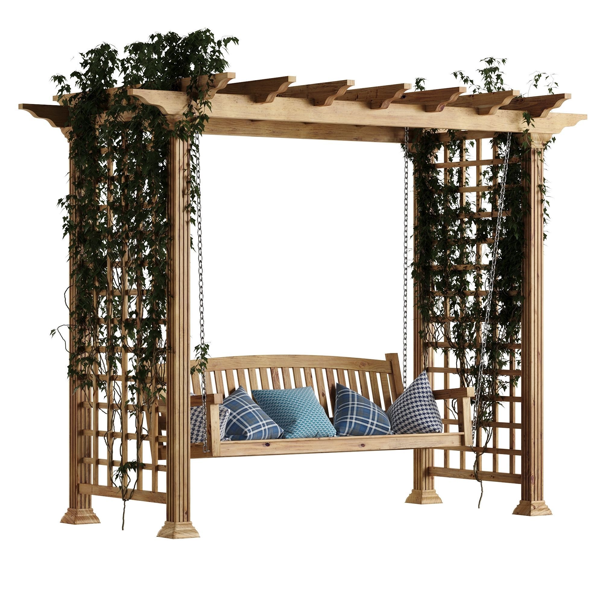 Garden swing pergola 3D model_9