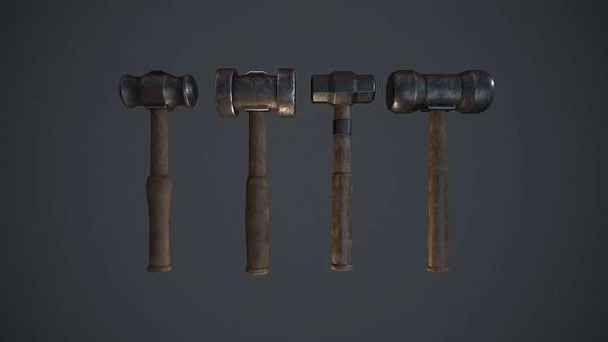 Set of blacksmith hammers Free low-poly 3D model