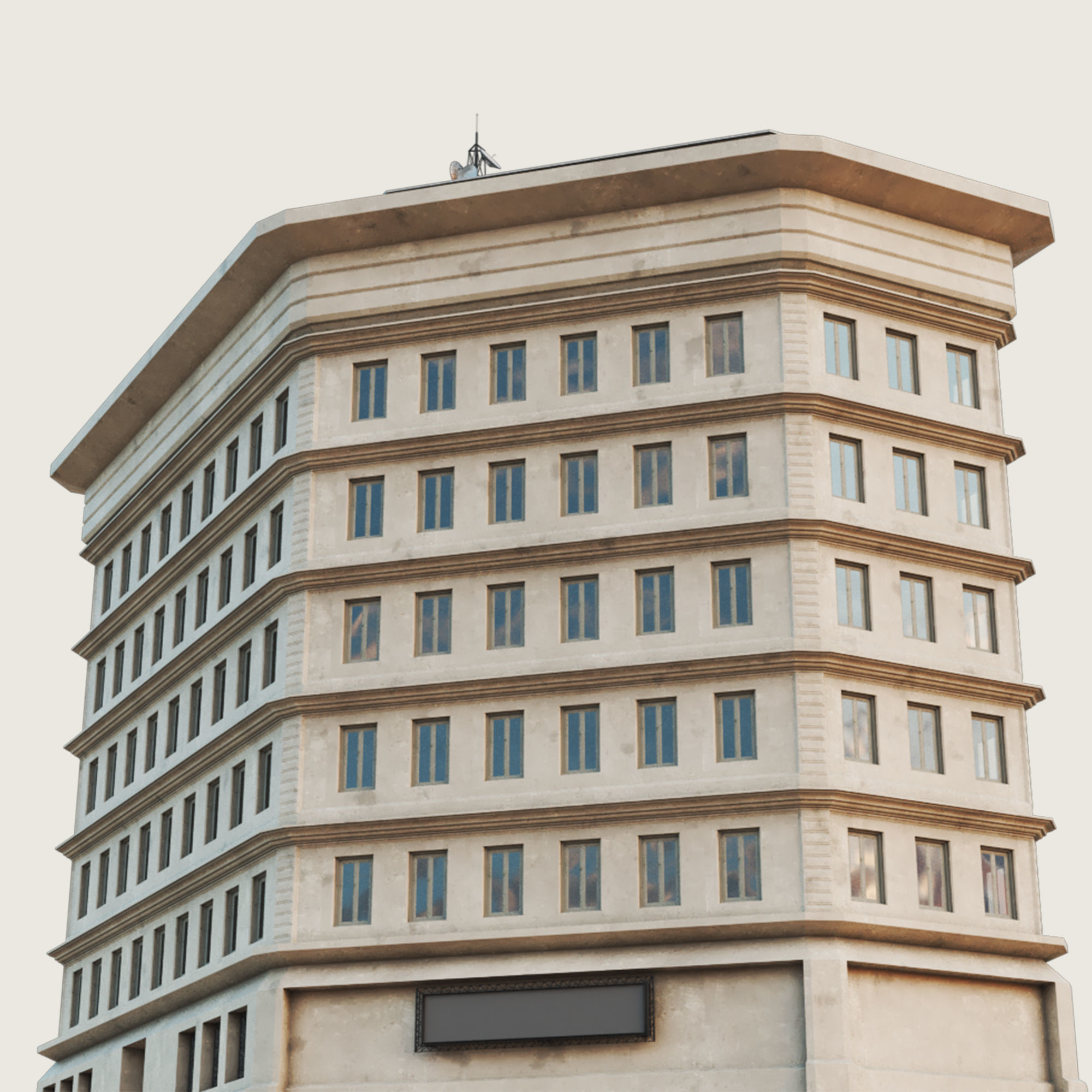 Building Skyscraper City Town Downtown Office Space Work Street Low-poly 3D model_4