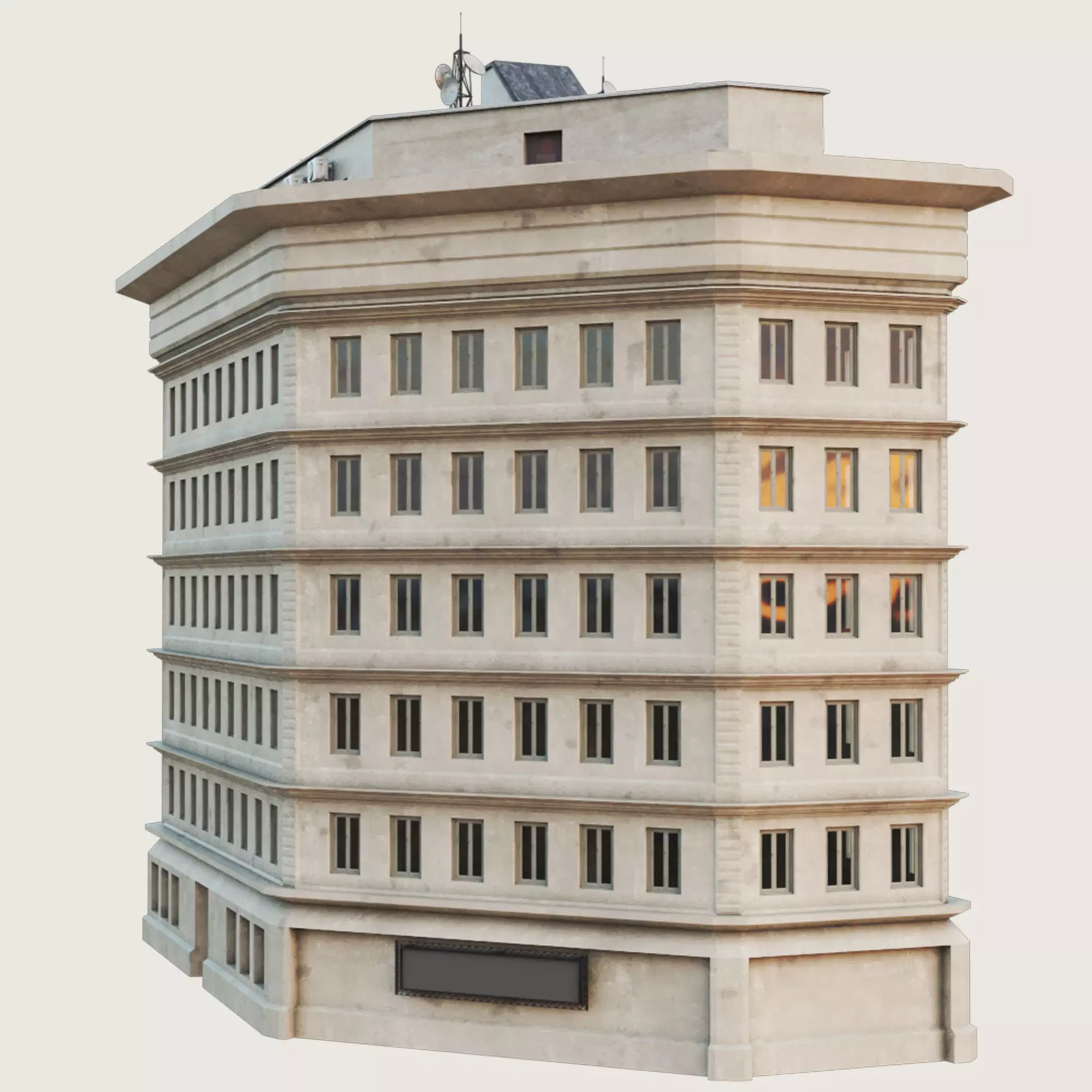 Building Skyscraper City Town Downtown Office Space Work Street Low-poly 3D model_0