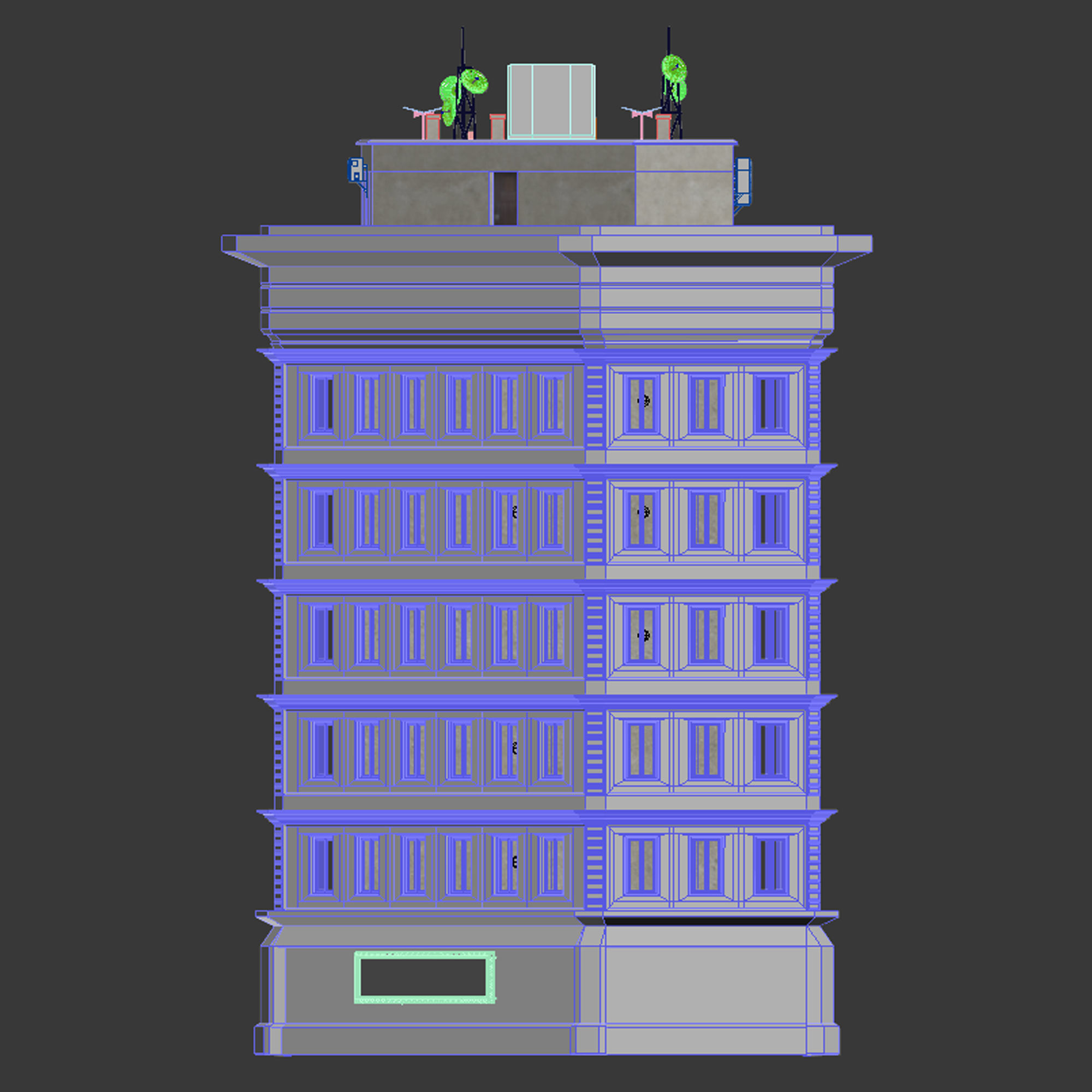 Building Skyscraper City Town Downtown Office Space Work Street Low-poly 3D model_7