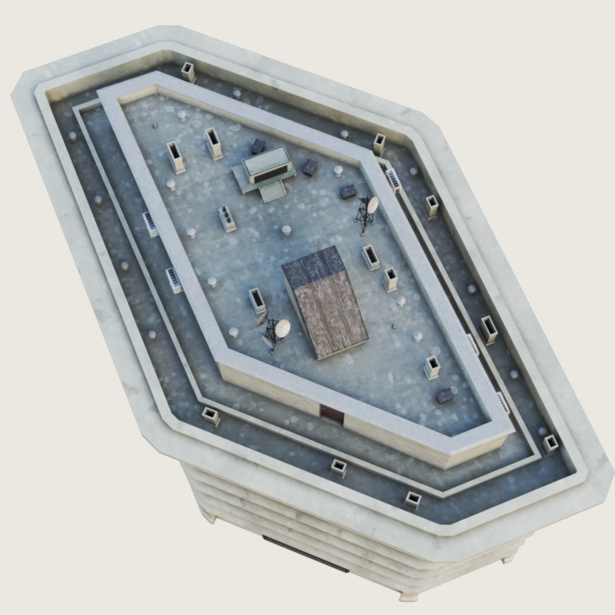 Building Skyscraper City Town Downtown Office Space Work Street Low-poly 3D model_3