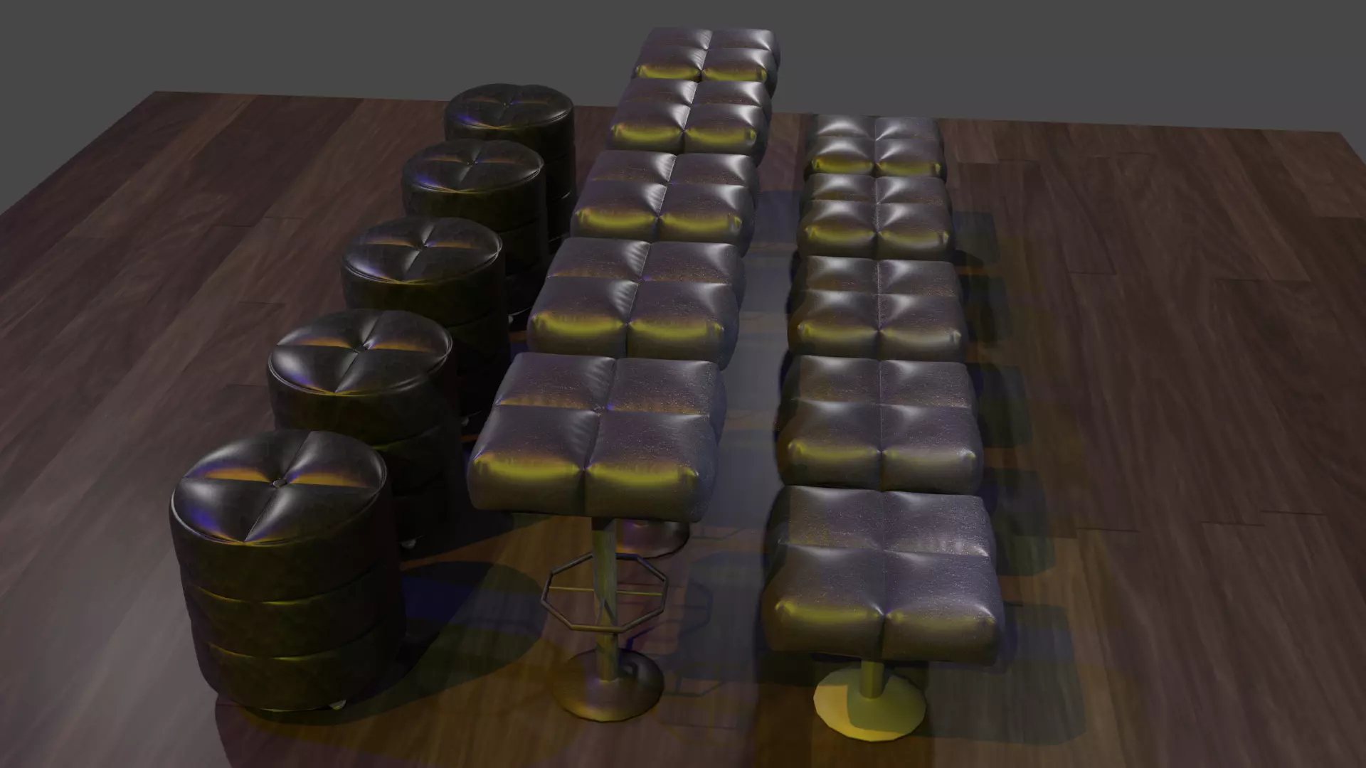 Cushioned furniture Low-poly 3D model
