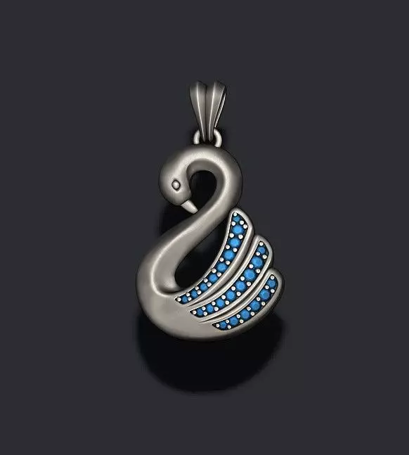 Swan pendant with gems 3D print model_0