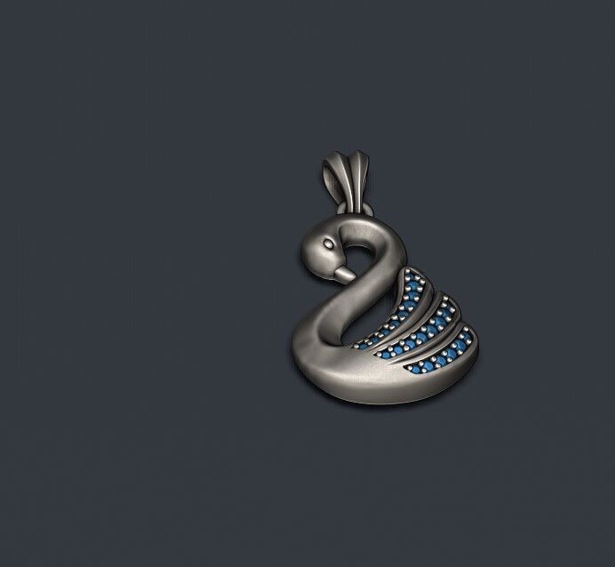 Swan pendant with gems 3D print model_6