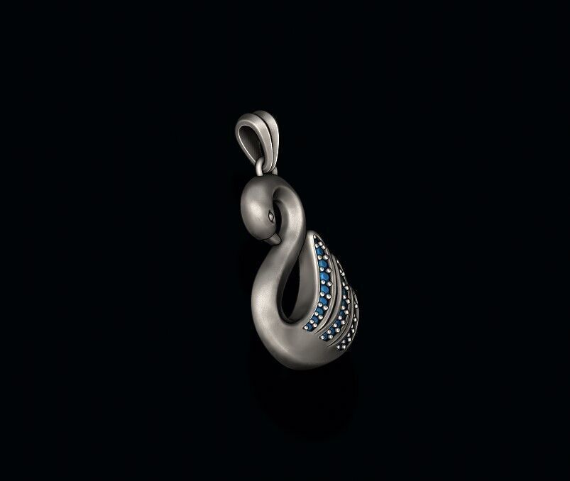 Swan pendant with gems 3D print model_3