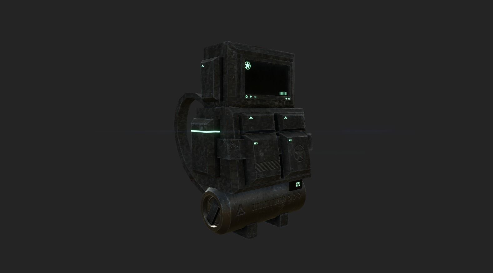 Sci-Fi Military Backpack - Character Design - Camouflage Low-poly 3D model_3