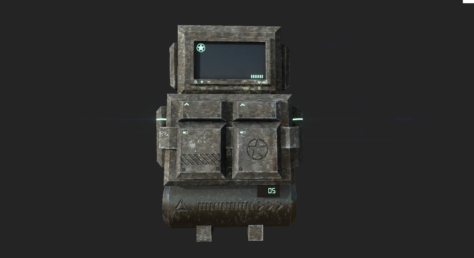 Sci-Fi Military Backpack - Character Design - Camouflage Low-poly 3D model_5