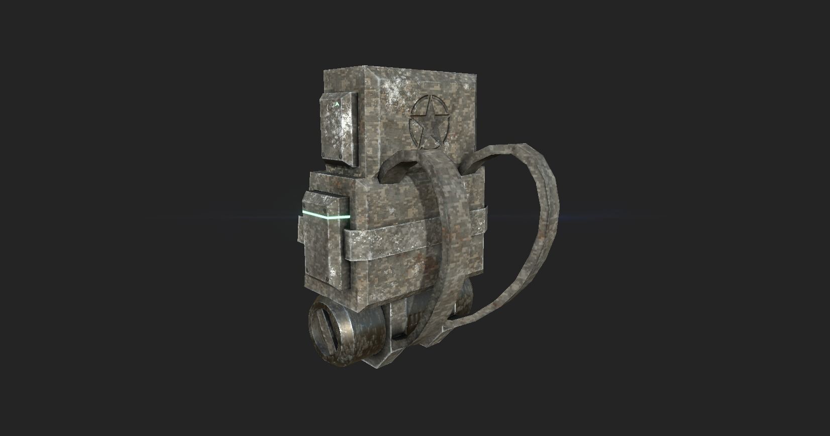 Sci-Fi Military Backpack - Character Design - Camouflage Low-poly 3D model_7