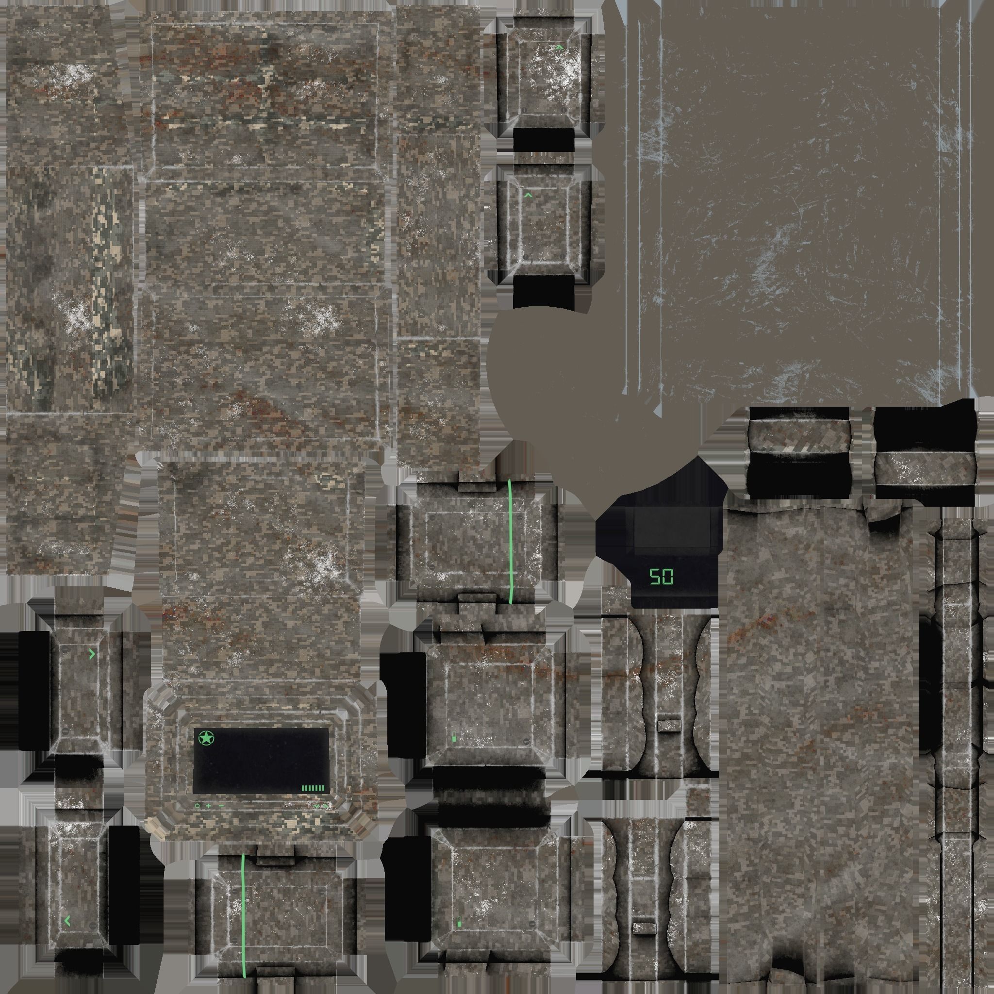 Sci-Fi Military Backpack - Character Design - Camouflage Low-poly 3D model_20