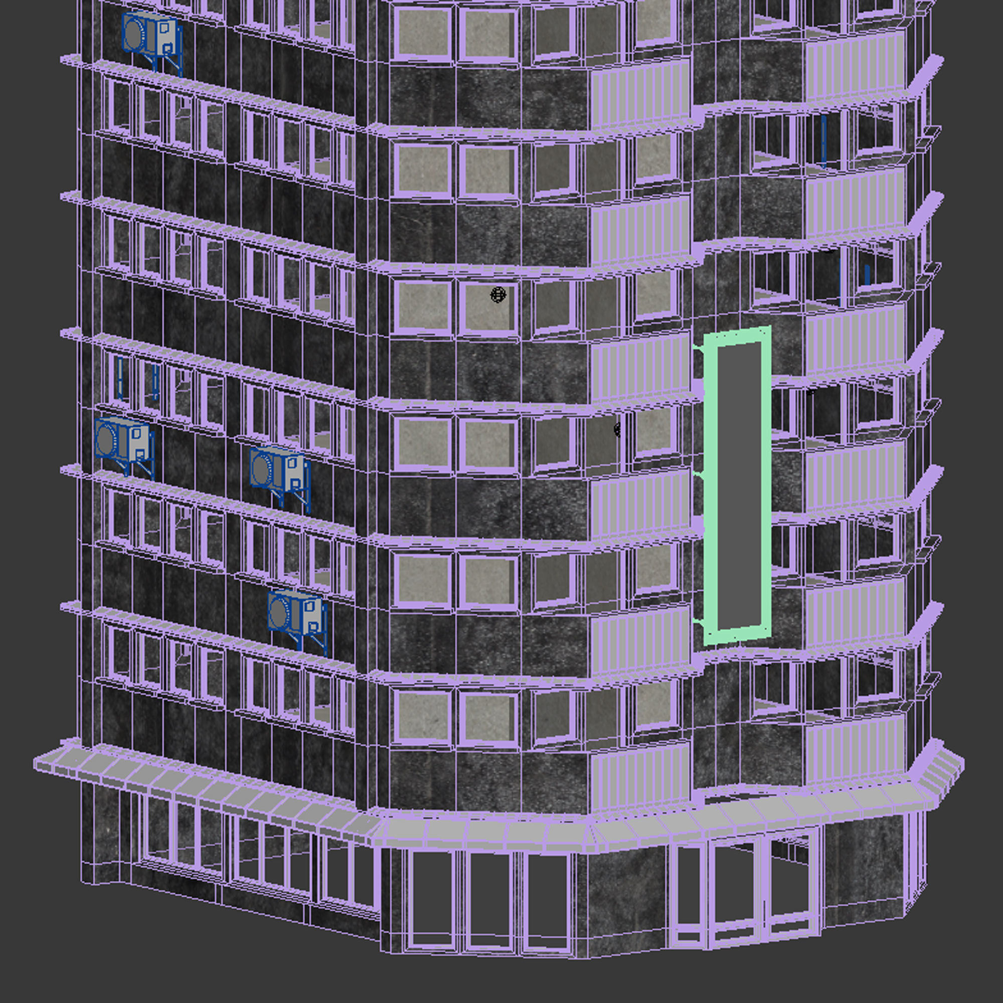 Building Skyscraper City Town Downtown Office Space Work Street Low-poly 3D model_8