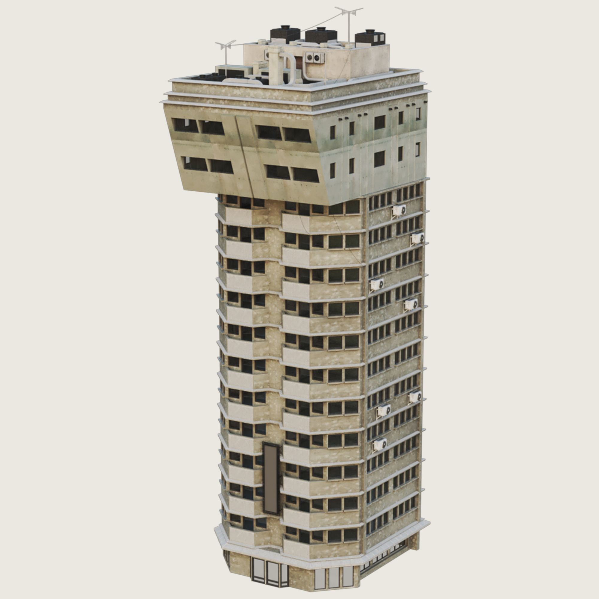 Building Skyscraper City Town Downtown Office Space Work Street Low-poly 3D model_5