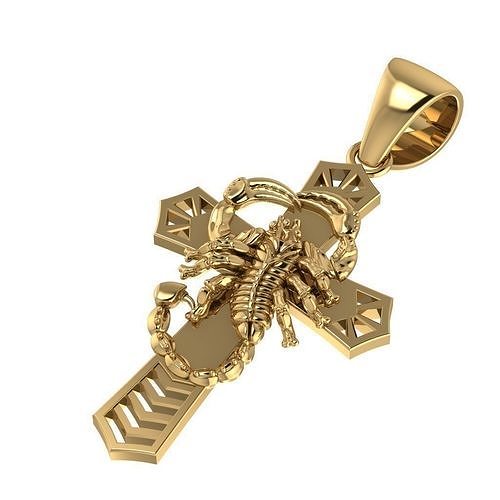 Cross with scorpion pendant 3D print model