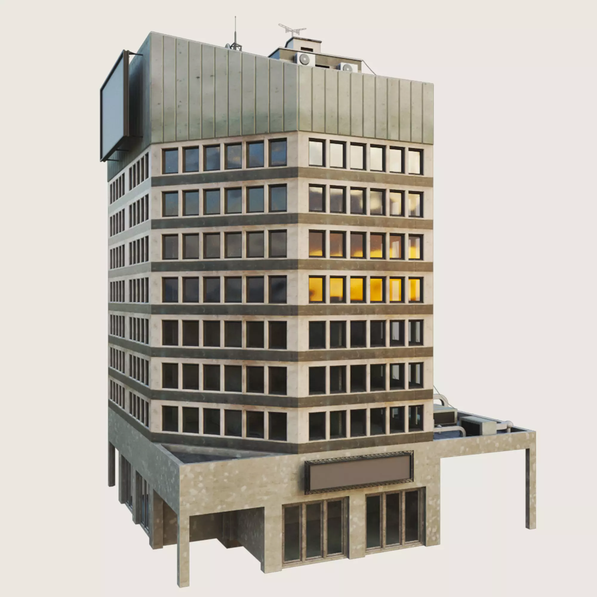 Building Skyscraper City Town Downtown Office Space Work Street Low-poly 3D model
