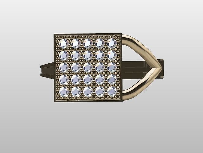 Square earrings with zirconia two parts 3D print model