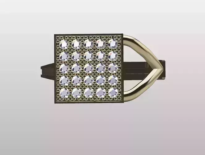 Square earrings with zirconia two parts