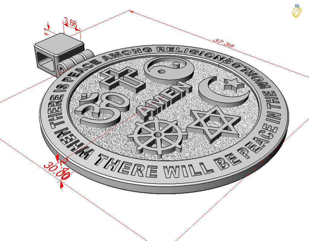 Hexagrams pendant jewel  3D print model_7