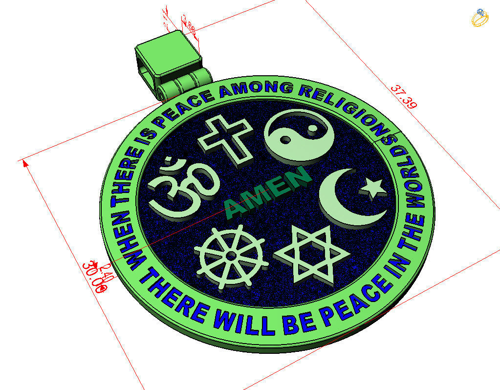 Hexagrams pendant jewel  3D print model_17