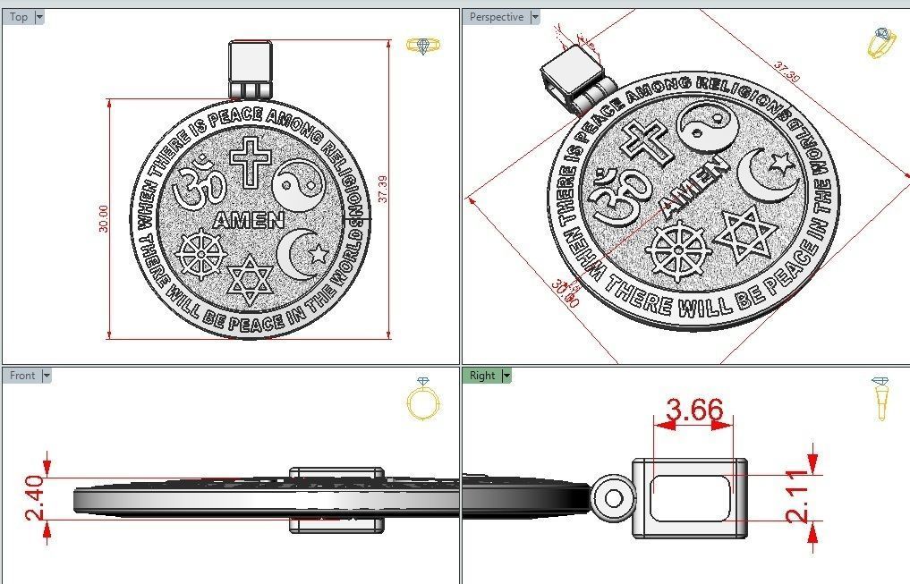 Hexagrams pendant jewel  3D print model_1