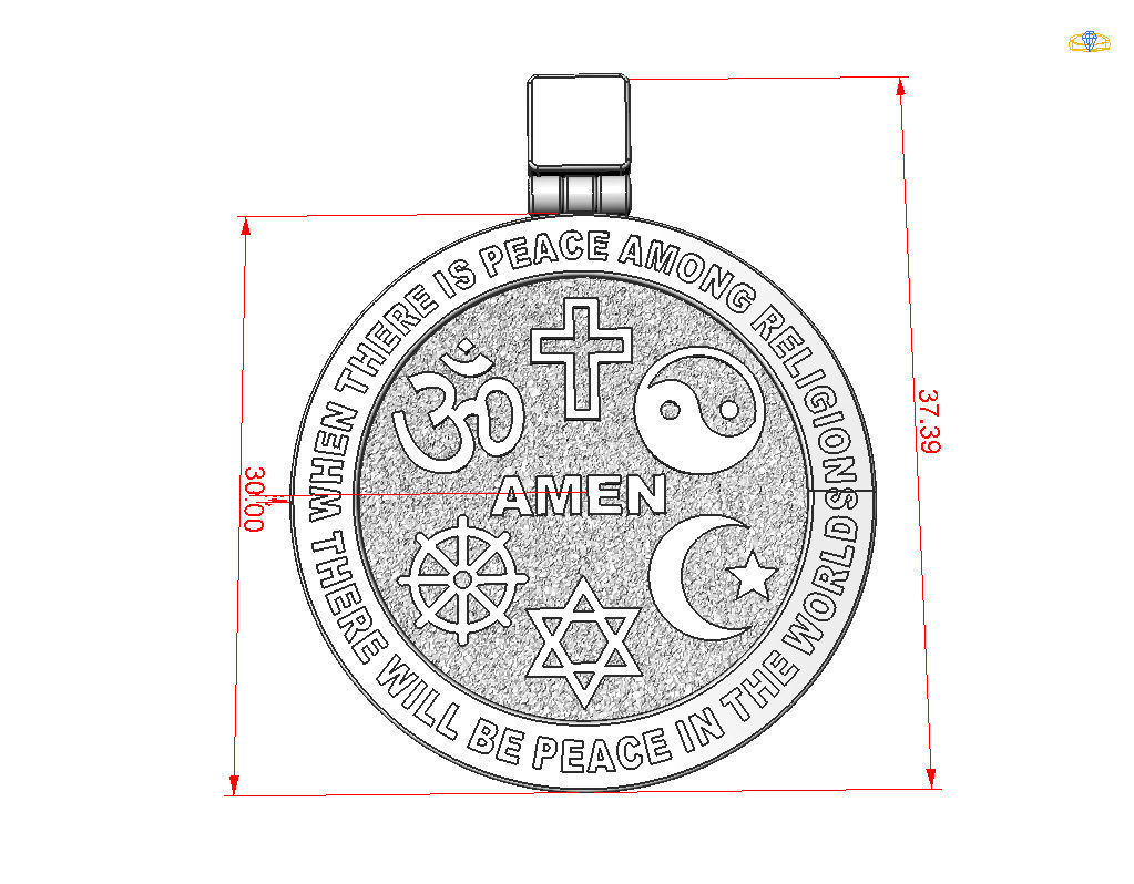Hexagrams pendant jewel  3D print model_6