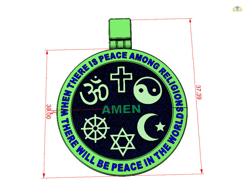 Hexagrams pendant jewel  3D print model_18