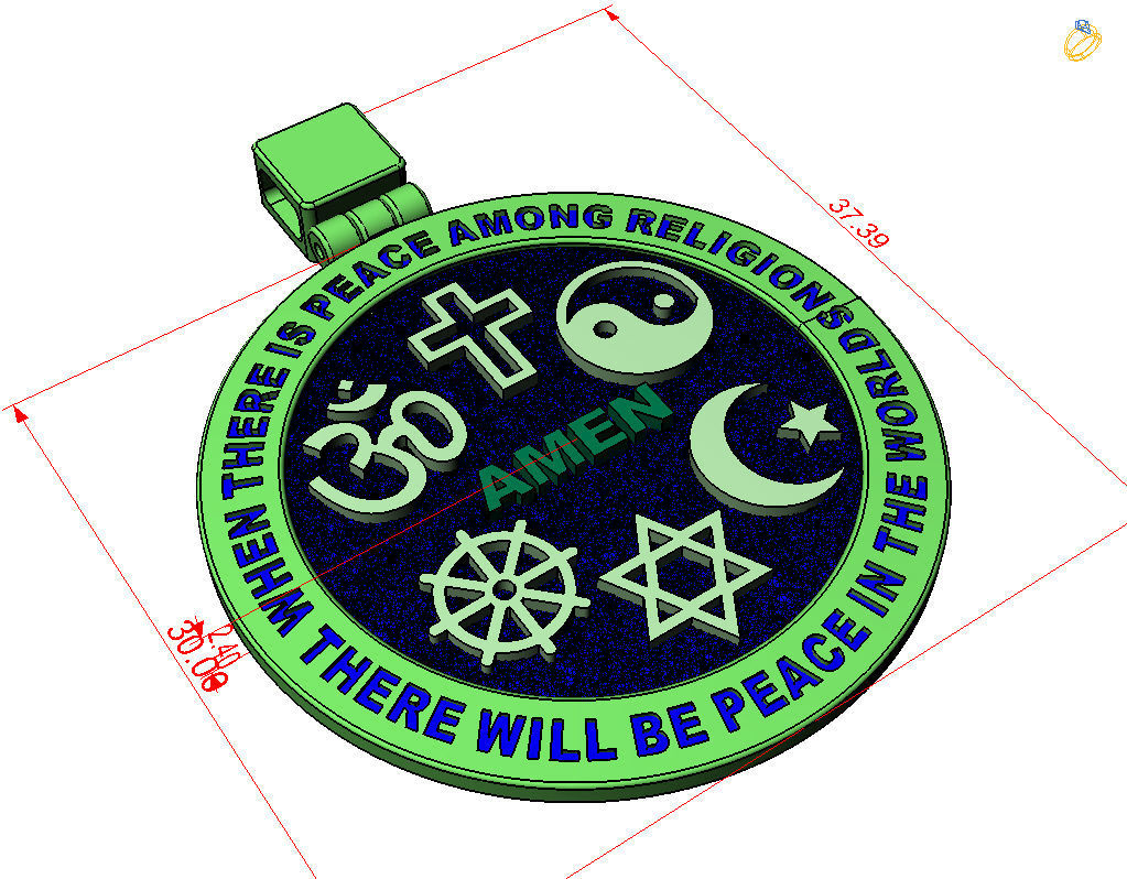 Hexagrams pendant jewel  3D print model_19