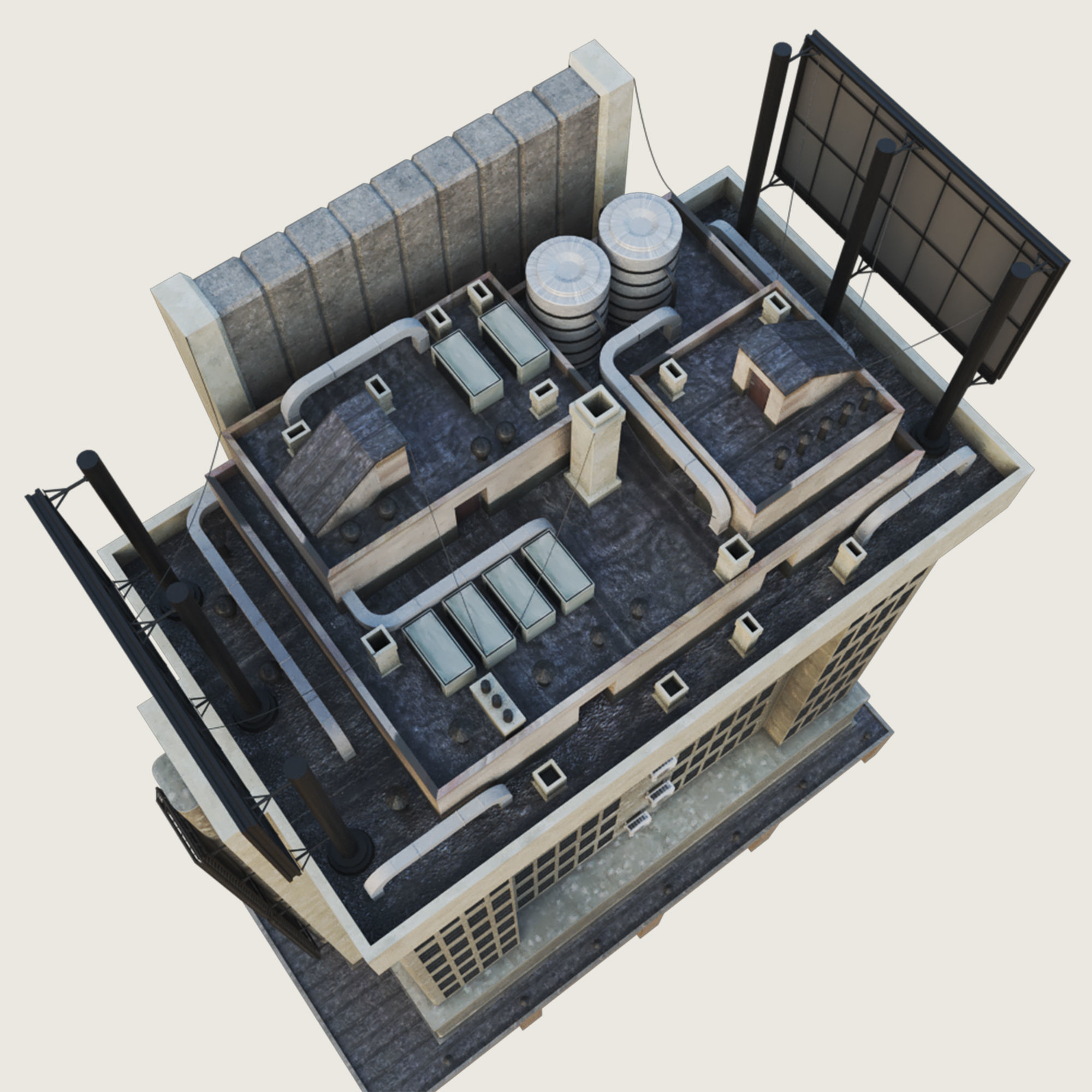 Building Skyscraper City Town Downtown Office Space Work Street Low-poly 3D model_3