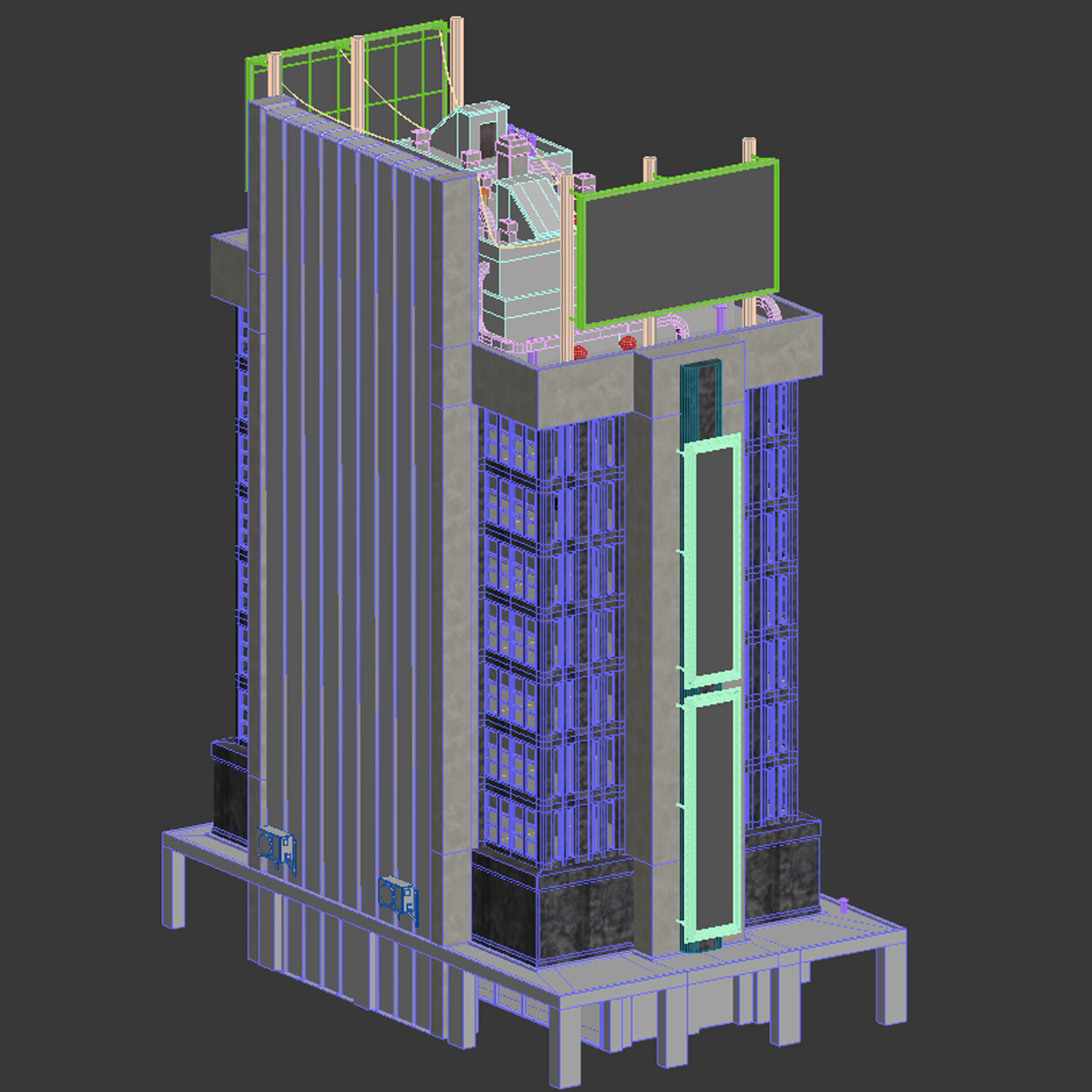 Building Skyscraper City Town Downtown Office Space Work Street Low-poly 3D model_7