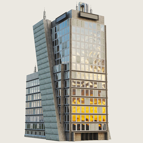 Building Skyscraper City Town Downtown Office Space Work Street Low-poly 3D model