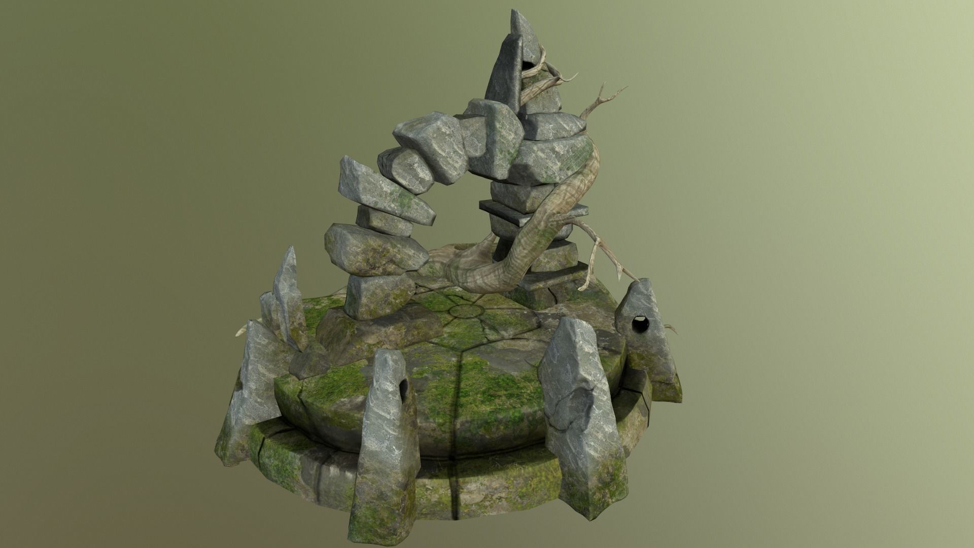 Stone Portal Low-poly 3D model_3