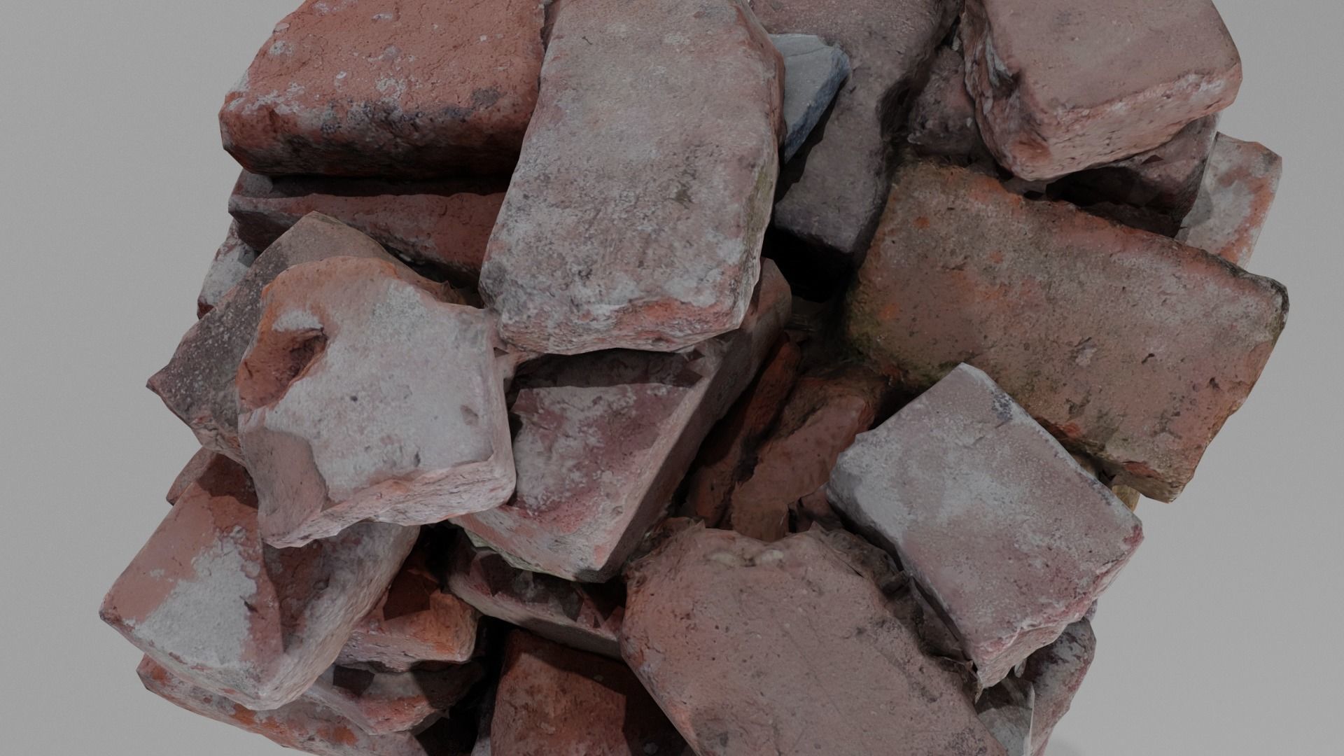old post demolition brick pile 3D model_7