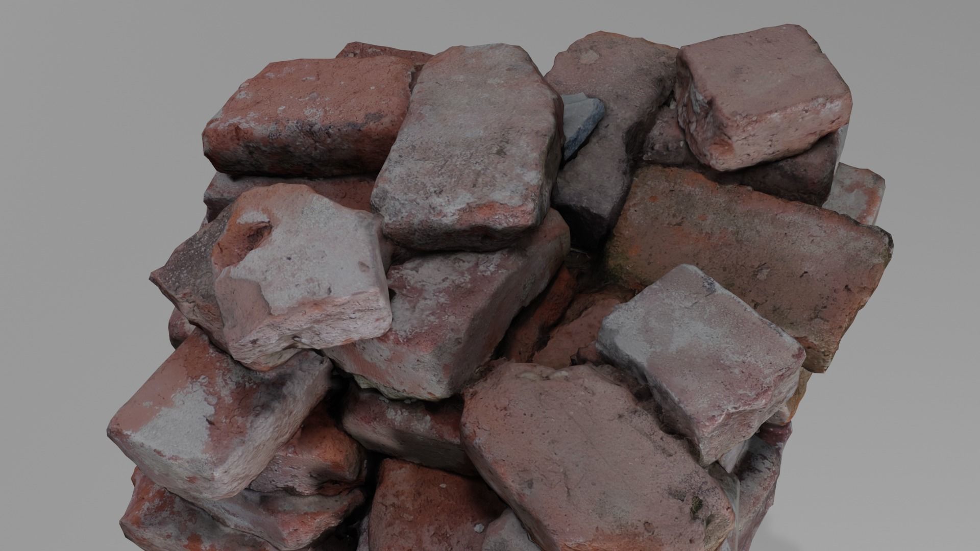 old post demolition brick pile 3D model_2