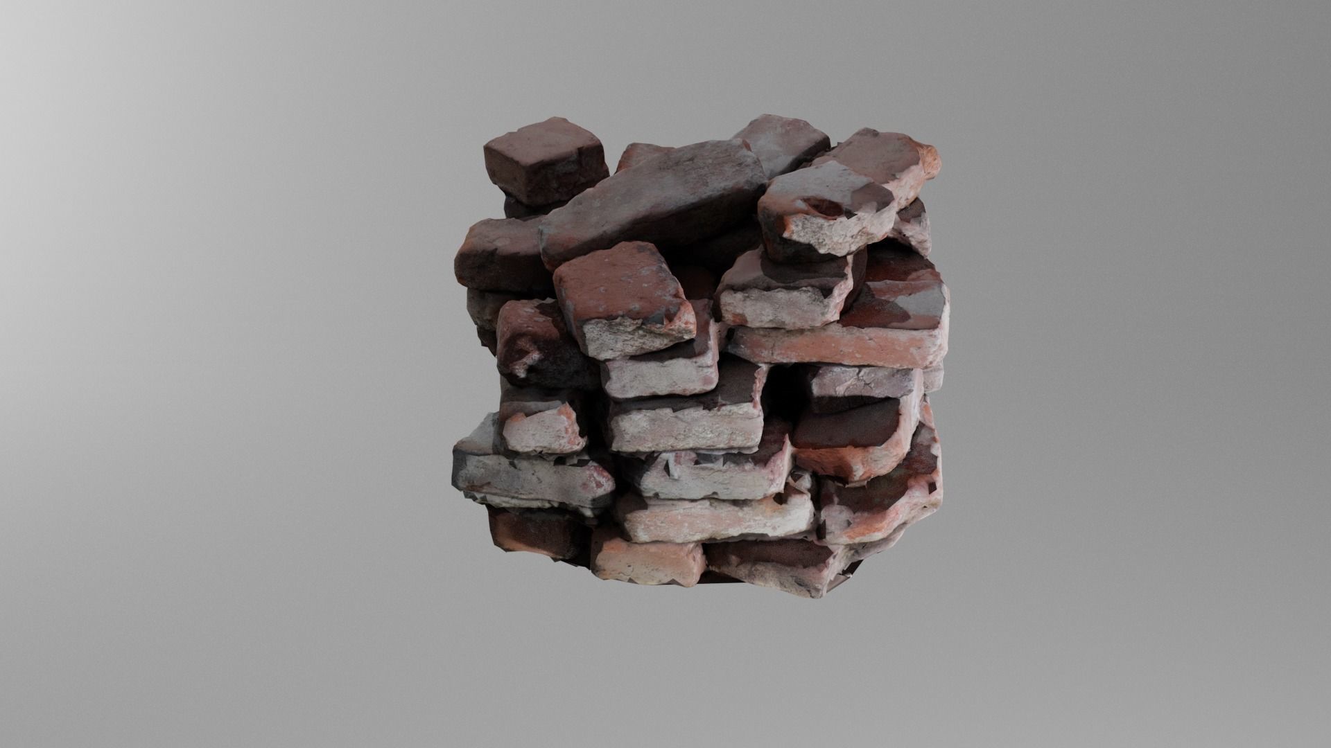 old post demolition brick pile 3D model_4