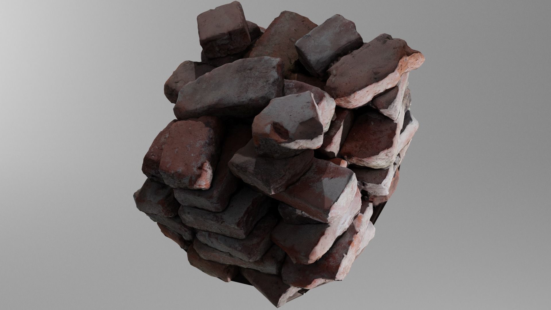 old post demolition brick pile 3D model_5