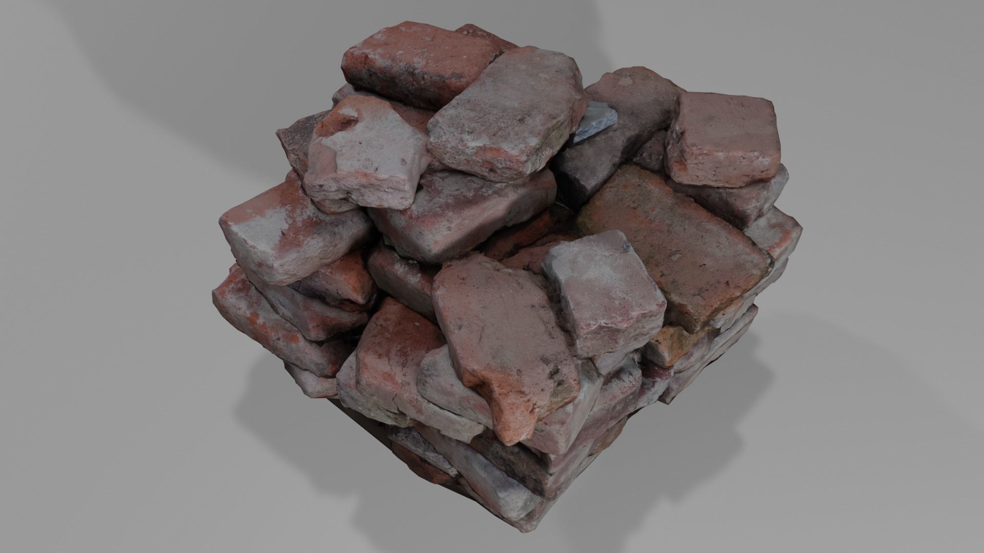 old post demolition brick pile 3D model_3