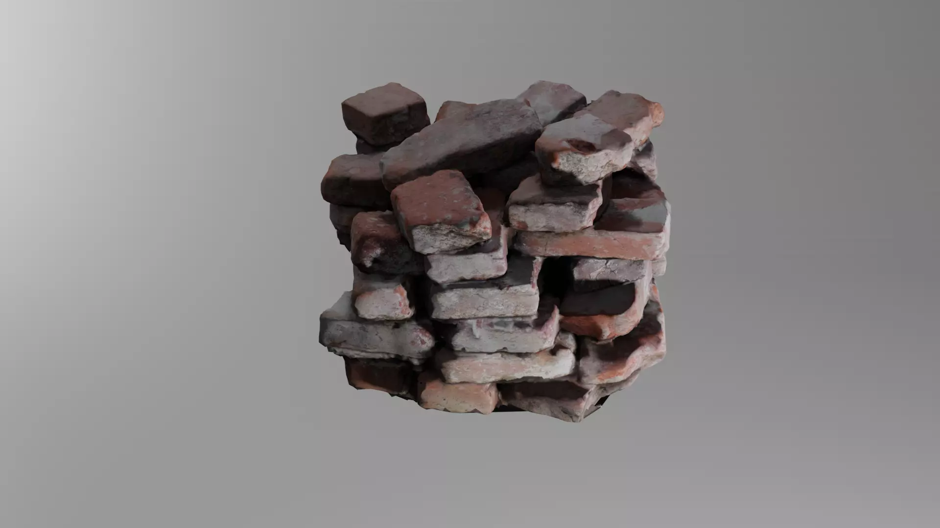 old post demolition brick pile 3D model_0