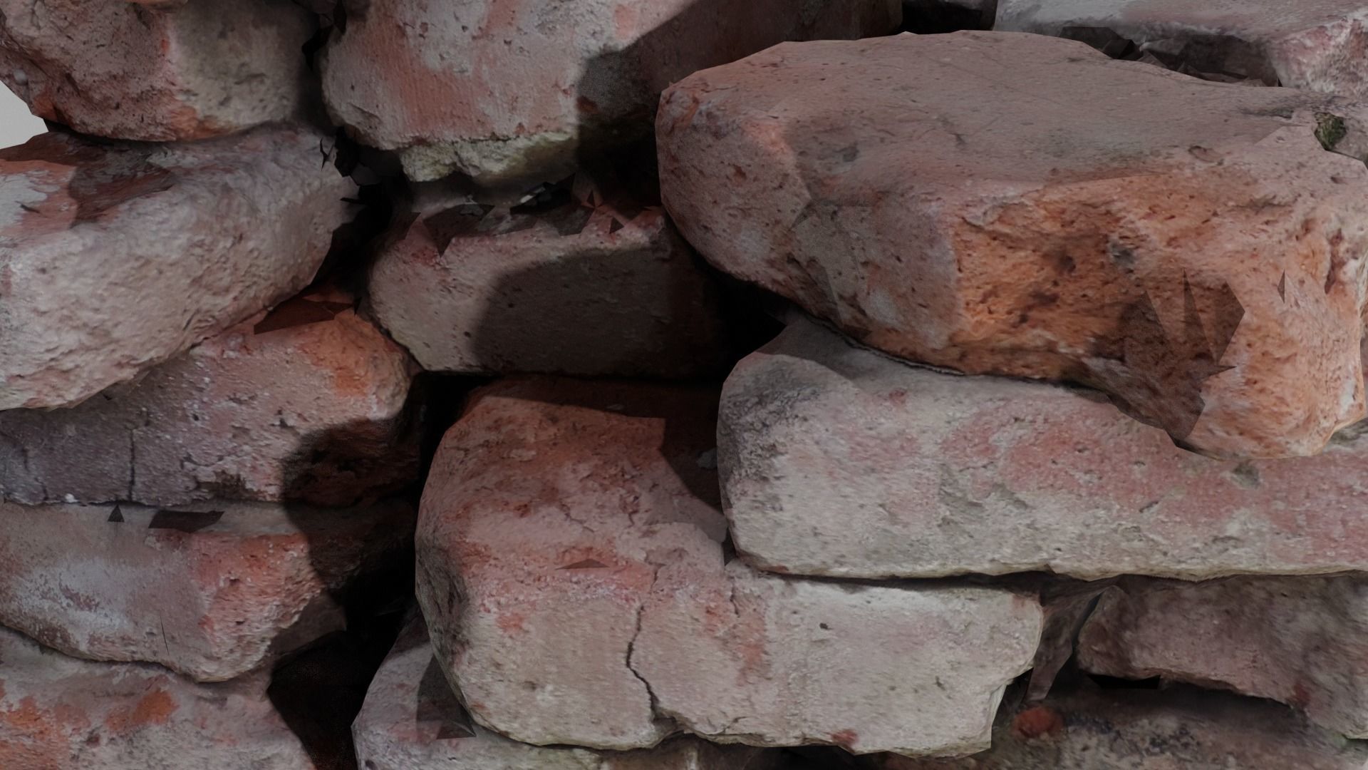 old post demolition brick pile 3D model_6