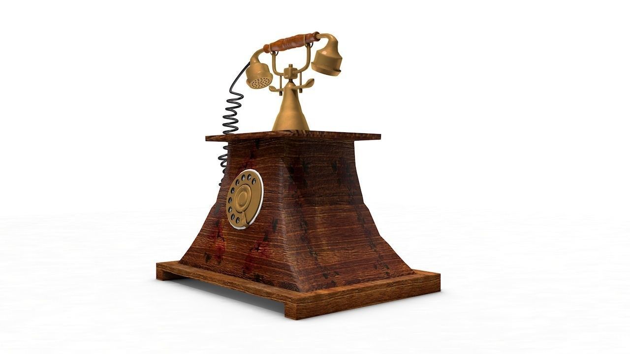 Antique Telephone - Old phone Low Poly 3D model_3